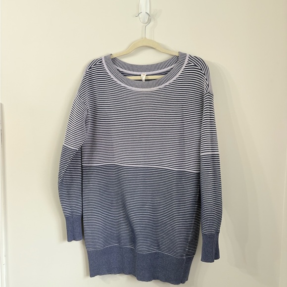 DAILY PRACTICE by Anthropologie Striped Ribbed Knit Tunic Dress Womens S Blue - Picture 2 of 6